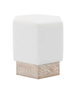 Worlds Away New Arrivals Asher Stool Cerused Oak White Linen