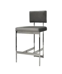 Worlds Away Baylor Counter Stool Nickel And Grey Velvet New Arrivals