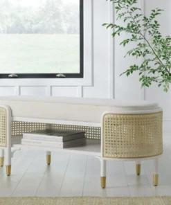 Worlds Away Beale Bench White