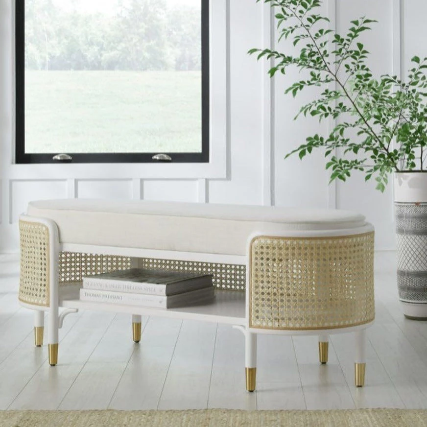 Worlds Away Beale Bench White 2 Worlds Away Beale Bench White