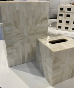 Worlds Away Diana Wastebasket Natural Bone New Arrivals