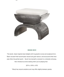 Worlds Away Biggs Stool Black Cerused Oak