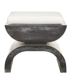 Worlds Away Biggs Stool Black Cerused Oak