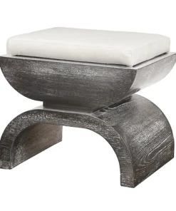 Worlds Away Biggs Stool Black Cerused Oak