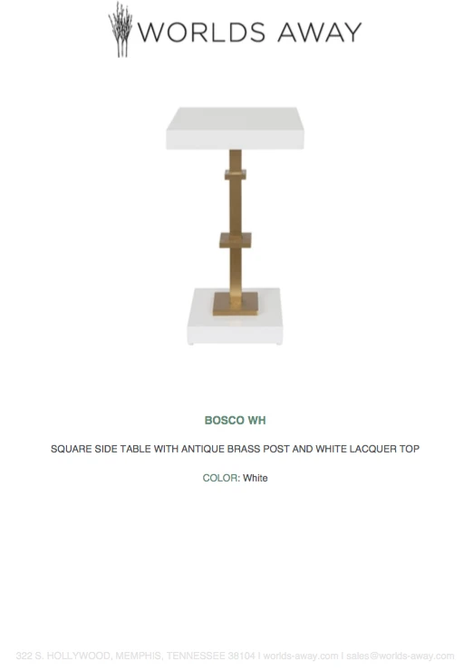 Worlds Away New Arrivals Bosco Square Side Table White 5 Worlds Away New Arrivals Bosco Square Side Table White