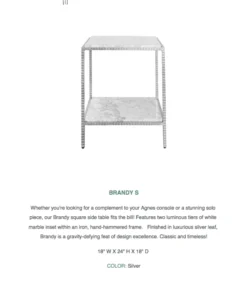 Worlds Away New Arrivals Brandy Side Table Silver Leaf