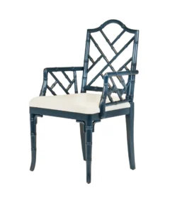 Worlds Away Bristol Arm Chair Navy Lacquer New Arrivals