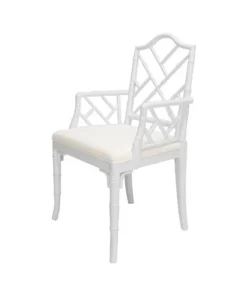 Worlds Away Bristol Arm Chair White Lacquer