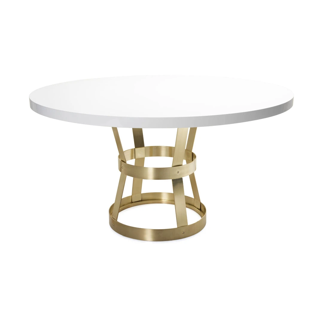 Worlds Away New Arrivals Cannon Dining Table Antique Brass Base With White Top 1 Worlds Away New Arrivals Cannon Dining Table Antique Brass Base With White Top