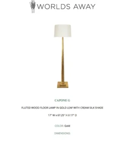 Worlds Away Capone Floor Lamp Gold