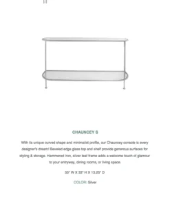 Worlds Away Chauncey Console Silver Leaf