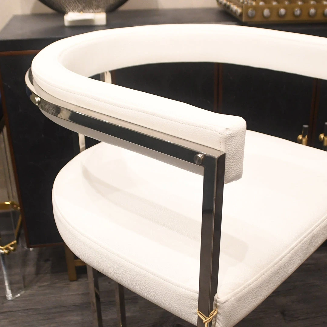 Worlds Away Donovan Bar Stool White Vinyl And Nickel 5 Worlds Away Donovan Bar Stool White Vinyl And Nickel