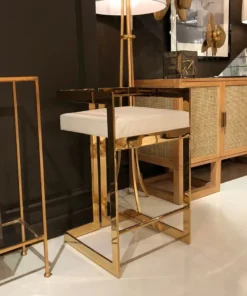 Worlds Away Emmett Counter Stool Brass And White New Arrivals