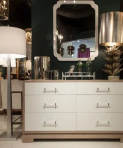 Worlds Away New Arrivals Doyle Floor Lamp Silver Leaf