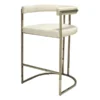 Worlds Away Donovan Bar Stool White Vinyl And Nickel