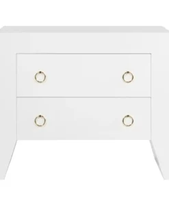 Worlds Away New Arrivals Easton White Side Table Brass
