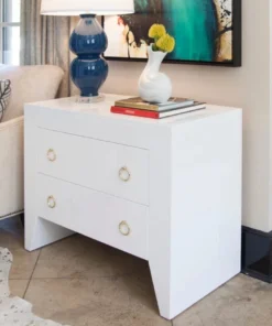 Worlds Away New Arrivals Easton White Side Table Brass