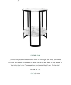 Worlds Away New Arrivals Edgar Side Table Black