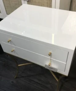 Worlds Away New Arrivals Elena Side Table White And Gold Leaf
