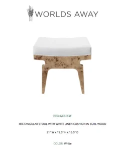 Worlds Away Fergie Stool Burl Wood