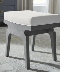 Worlds Away Fergie Stool Grey Cerused Oak