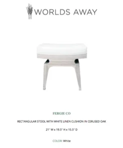 Worlds Away Fergie Stool Cerused Oak