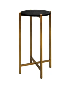 Worlds Away Fitz Cigar Table Antique Brass And Black Faux Shagreen