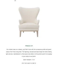 Worlds Away Frisco Wing Chair Ivory New Arrivals