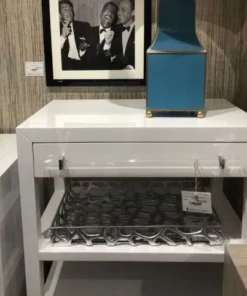 Worlds Away Garbo Side Table White Lacquer