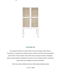 Worlds Away Guthrie Bar Cabinet White