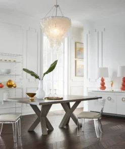 Worlds Away New Arrivals Haines Dining Table Smoke Gray