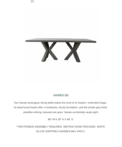 Worlds Away New Arrivals Haines Dining Table Smoke Gray