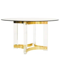 Worlds Away Hendrix Acrylic Dining Table Antique Brass