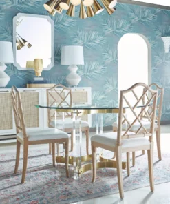 Worlds Away Hendrix Acrylic Dining Table Antique Brass