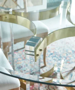 Worlds Away Hendrix Acrylic Dining Table Antique Brass