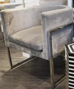 Worlds Away Jenna Chair Nickel And Grey Velvet 6 Worlds Away Jenna Chair Nickel And Grey Velvet