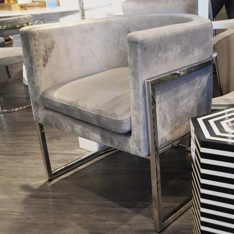 Worlds Away Jenna Chair Nickel And Grey Velvet 3 Worlds Away Jenna Chair Nickel And Grey Velvet