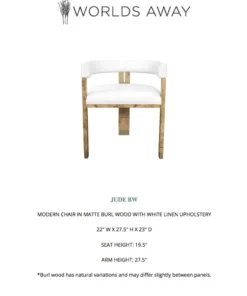 Worlds Away New Arrivals Jude Chair Burl Wood