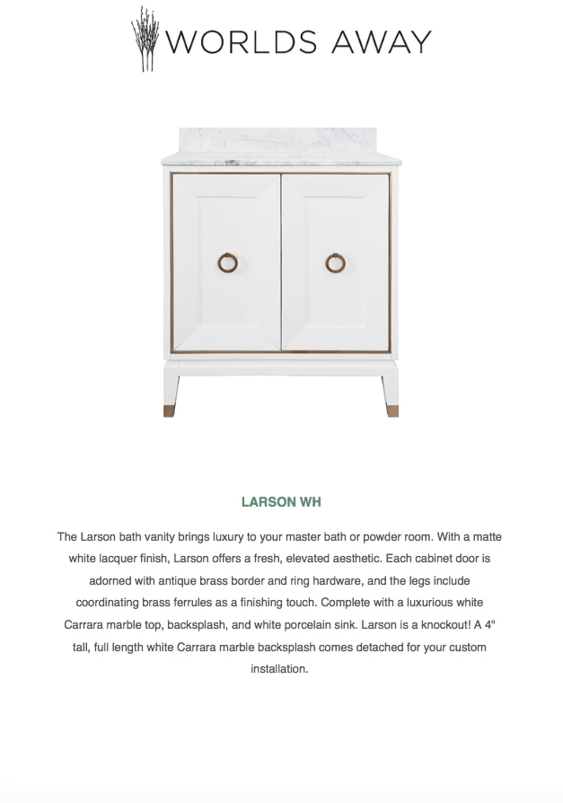 Worlds Away Larson Vanity White 5 Worlds Away Larson Vanity White