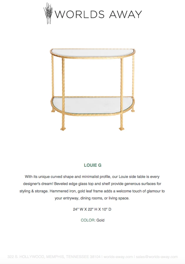 Worlds Away New Arrivals Louie Side Table Gold Leaf 6 Worlds Away New Arrivals Louie Side Table Gold Leaf