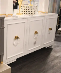 Worlds Away New Arrivals Lyra Three Door Cabinet White And Brass