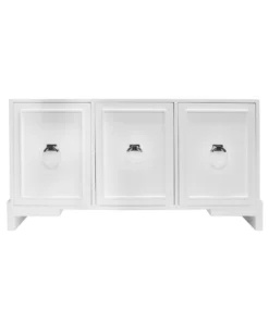 Worlds Away New Arrivals Lyra Three Door Cabinet White And Nickel