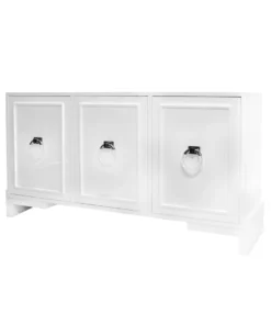 Worlds Away New Arrivals Lyra Three Door Cabinet White And Nickel