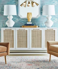 Worlds Away Macon 4 Door Cabinet White Lacquer New Arrivals