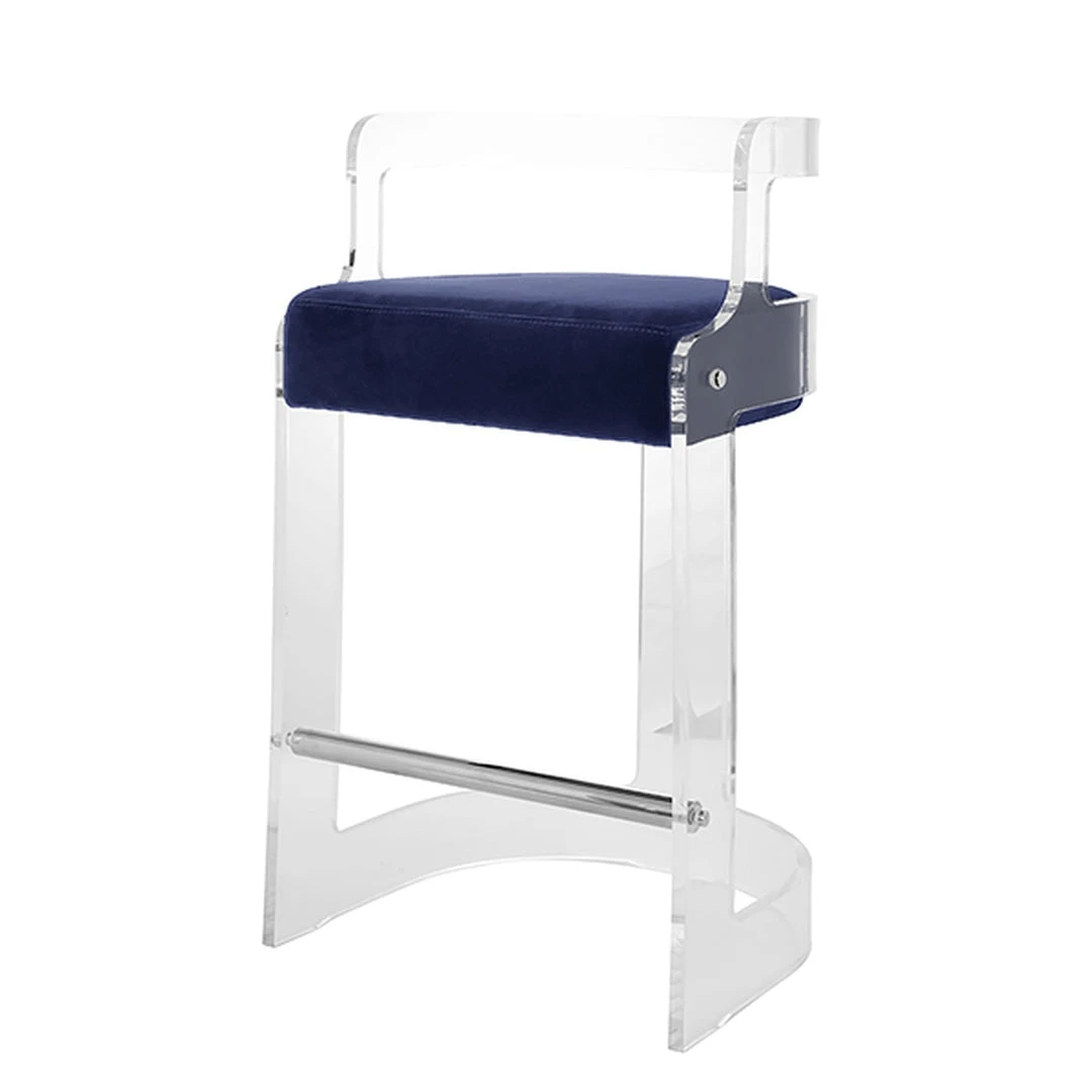 Worlds Away New Arrivals Malone Counter Stool Navy Velvet 1 Worlds Away New Arrivals Malone Counter Stool Navy Velvet