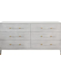 Worlds Away New Arrivals Maren Chest Dove Gray Faux Shagreen
