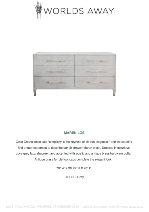 Worlds Away New Arrivals Maren Chest Dove Gray Faux Shagreen 4 Worlds Away New Arrivals Maren Chest Dove Gray Faux Shagreen