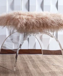 Worlds Away Marlowe Stool Fur New Arrivals