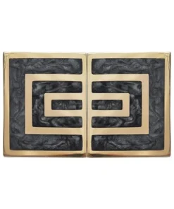 Worlds Away Moira Knob Pair Brass And Black Resin