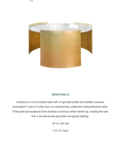 Worlds Away New Arrivals Montana Cocktail Table Gold Leaf